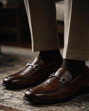 Dark brown leather shoes for men