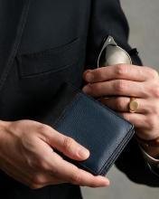 Premium blue leather wallet for men